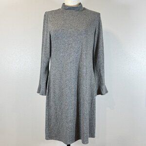 White House Black Market Womens Gray Metallic Flecks Dress Long Sleeve Medium